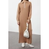 Fashion Comfortable Casual Daily Single Plate Knitwear Crew Neck Long Sleeve Shift Maxi Length Hijab Dress