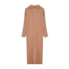 Fashion Comfortable Casual Daily Double Plate Knitwear Stand Collar Long Sleeve Shift Maxi Length Hijab Dress