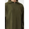 Fashion Comfortable Casual Daily Double Plate Knitwear Stand Collar Long Sleeve Shift Maxi Length Hijab Dress
