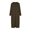 Fashion Comfortable Casual Daily Double Plate Knitwear Stand Collar Long Sleeve Shift Maxi Length Hijab Dress