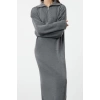 Fashion Comfortable Casual Daily Double Plate Knitwear Stand Collar Long Sleeve Shift Maxi Length Hijab Dress