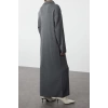 Fashion Comfortable Casual Daily Double Plate Knitwear Stand Collar Long Sleeve Shift Maxi Length Hijab Dress