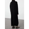Fashion Comfortable Casual Daily Double Plate Knitwear Stand Collar Long Sleeve Shift Maxi Length Hijab Dress
