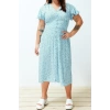 Fashion Comfortable Casual Daily Shally Woven V Neck Short Sleeve A-Line Maxi Length Plus Size Dress