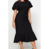 Moda Fit Day Night Finike Woven Crew Neck Short Sleeve Bodycon Midi Length Plus Size Dress