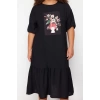 Fashion Comfortable Casual Daily Queen Crepe Woven Crew Neck Short Sleeve Smock Midi Length Plus Size Dress