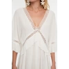 Fashion Regular Beach Daily Crinkle Woven V Neck Three Quarter Sleeve Basic Mini Length Dress