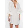 Fashion Regular Beach Daily Crinkle Woven V Neck Three Quarter Sleeve Basic Mini Length Dress
