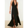 Fashion Casual Beach Daily Jersey Woven V Neck Strappy Sleeve Basic Maxi Length Dress