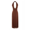 Fashion Regular Beach Daily Jersey Knitted V Neck Strappy Sleeve Shift Maxi Length Dress