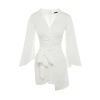Fashion Regular Beach Daily Flamed Cotton Woven V Neck Long Sleeve Shift Mini Length Dress