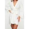 Fashion Regular Beach Daily Flamed Cotton Woven V Neck Long Sleeve Shift Mini Length Dress