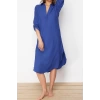 Fashion Casual Beach Casual Poplin Woven Crew Neck Long Sleeve Basic Maxi Length Dress