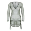 Fashion Regular Beach Casual Mesh Woven Crew Neck Long Sleeve Shift Mini Length Dress