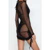 Fashion Regular Beach Casual Mesh Woven Crew Neck Long Sleeve Shift Mini Length Dress