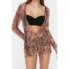 Fashion Slim Beach Casual Mesh Knitted V Neck Long Sleeve Bodycone Mini Length Dress
