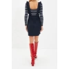 Fashion Regular Casual Daily Flannel Woven Square Collar Strappy Sleeve Vest Mini Length Dress