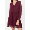 Fashion Fit Day Night Chiffon Woven Double Breasted Long Sleeve Skater Mini Length Dress