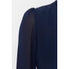 Moda Regular Day Night Chiffon Woven Stand Collar Long Sleeve A-Line Midi Length Dress