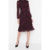 Moda Regular Day Night Chiffon Woven Stand Collar Long Sleeve A-Line Midi Length Dress