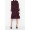 Moda Regular Day Night Chiffon Woven Stand Collar Long Sleeve A-Line Midi Length Dress