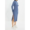Fashion Slim Casual Daily Regenerated Camisole Woven Stand Collar Long Sleeve Bodycon Mini Length Dress