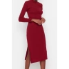 Fashion Slim Casual Daily Regenerated Camisole Woven Stand Collar Long Sleeve Bodycon Mini Length Dress