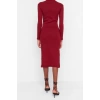 Fashion Slim Casual Daily Regenerated Camisole Woven Stand Collar Long Sleeve Bodycon Mini Length Dress
