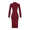 Fashion Slim Casual Daily Regenerated Camisole Woven Stand Collar Long Sleeve Bodycon Mini Length Dress