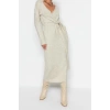 Fashion Regular Casual Daily Single Plate Knitwear Double Breasted Long Sleeve Double Breasted Maxi Length Dress