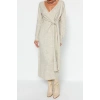 Fashion Regular Casual Daily Single Plate Knitwear Double Breasted Long Sleeve Double Breasted Maxi Length Dress