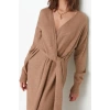 Fashion Regular Casual Daily Single Plate Knitwear Double Breasted Long Sleeve Double Breasted Maxi Length Dress
