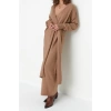 Fashion Regular Casual Daily Single Plate Knitwear Double Breasted Long Sleeve Double Breasted Maxi Length Dress