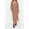 Fashion Regular Casual Daily Single Plate Knitwear Double Breasted Long Sleeve Double Breasted Maxi Length Dress