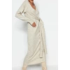 Fashion Regular Casual Daily Single Plate Knitwear Double Breasted Long Sleeve Double Breasted Maxi Length Dress