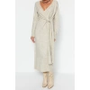 Fashion Regular Casual Daily Single Plate Knitwear Double Breasted Long Sleeve Double Breasted Maxi Length Dress
