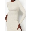Fashion Slim Casual Daily Single Plate Knitwear Crew Neck Long Sleeve Bodycon Midi Length Dress