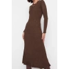 Fashion Slim Casual Daily Single Plate Knitwear Crew Neck Long Sleeve Bodycon Midi Length Dress
