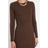 Fashion Slim Casual Daily Single Plate Knitwear Crew Neck Long Sleeve Bodycon Midi Length Dress
