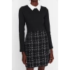 Fashion Regular Casual Daily Tweed Woven Shirt Collar Long Sleeve A-Line Mini Length Dress