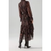 Fashion Regular Day Night Chiffon Woven Mandarin Collar Long Sleeve Skater Midi Length Dress