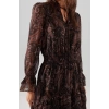 Fashion Regular Day Night Chiffon Woven Mandarin Collar Long Sleeve Skater Midi Length Dress