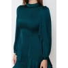 Moda Regular Gündüz Gece Saten Dokuma Dik Yaka Uzun Kol A-Line Mini Boy Elbise