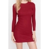 Fashion Slim Casual Daily Regenerated Camisole Knitted Stand Collar Long Sleeve Bodycon Mini Length Dress