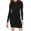 Fashion Slim Casual Daily Regenerated Camisole Knitted Stand Collar Long Sleeve Bodycon Mini Length Dress