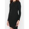 Fashion Slim Casual Daily Regenerated Camisole Knitted Stand Collar Long Sleeve Bodycon Mini Length Dress