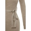 Moda Slim Casual Günlük Fitilli Triko Bisiklet Yaka Uzun Kol A-Line Midi Boy Elbise