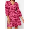 Fashion Regular Casual Daily Polyester Camisole Knitted Double Breasted Three Quarter Sleeve Skater Mini Length Dress