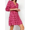 Fashion Regular Casual Daily Polyester Camisole Knitted Double Breasted Three Quarter Sleeve Skater Mini Length Dress