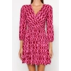 Fashion Regular Casual Daily Polyester Camisole Knitted Double Breasted Three Quarter Sleeve Skater Mini Length Dress